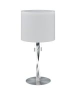 Trio Nandor 575310307 tafellamp met led in voet en kap van wit textiel en twee trekschakelaars voor de led in de voet en de kap zelf