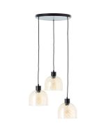 Brilliant Castro 60109/20 zwarte hanglamp met amber glas