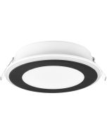 Trio Aura 652410132 zijaanzicht mat zwarte inbouwspot met LED paneeltje en LED rand