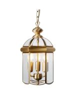 Searchlight Dome antiek bronzen lantaarn met een diameter vn 22cm hangend aan een ketting met 12 afgeschuind glazen ruitjes en drie kaarslampen