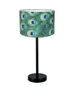 Britop Vert 724080104 tafellamp met fluwelen kap met pauwen veren motief