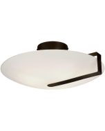 Searchlight Sundial mat glazen schijfvormige plafonniere met een zwart metalen band