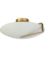 Searchlight Sundial mat glazen schijfvormige plafonniere met goudkleurige band