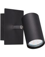 Trio Marley 802400132 mat zwart wandspotje met vierkante wandplaat en cilindervormig spotje met GU10 lamp