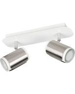 Trio Gillan 814500207 spot met rechthoekige plafondbalk en twee wit met staalkleurige spotjes met GU10 lampje