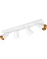 Trio Sharp 817100431 witte spot met rechthoekige plafondplaat en vier kegelvormige spotjes met verdiepte GU10 lamp en goudkleurige binnenzijde