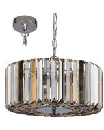 Searchlight Chapeau hanglamp van 35cm diameter met kap van amber helder en rookglazen staafjes