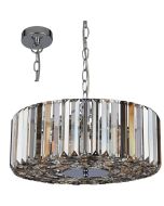 Searchlight Chapeau hanglamp van 50cm diameter met kap van amber, helder en rookglazen staafjes