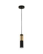 Searchlight Merrygold 82121-1BK zwarte hanglamp met amber acryl