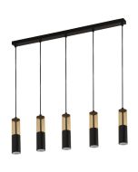 Searchlight Merrygold 82121-5BK zwarte met amber kleurige hanglamp