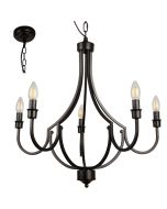 Searchlight Lodge 82915-5BK zwart metalen kroonluchter