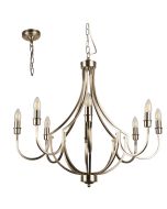 Searchlight Lodge 82918-8SS staal kleurige metalen kroonluchter