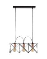 Searchlight Anthea 8413-3BK zwarte hanglamp met koperen lamphouders