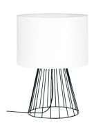 Britop Swan 89229104 tafellamp van zwart metaaldraad en witte kap van textiel