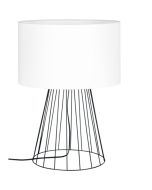 Britop Swan 89329104 tafellamp van zwart metaaldraad en wit textiel