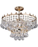 Searchlight Versailles goudkleurige kristallen zakkroonluchter plafondlamp met een diameter van 42cm