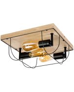 Britop Netuno 92043374 zwarte plafondlamp met eikenhout