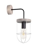 Britop Netuno 9207517157 zwart met zilverkleurige wandlamp met grijs grenen