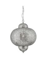 Searchlight Fretwork 9221-1SS zilverkleurige hanglamp lasercut