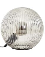 Brilliant Belado 92804/93 zwarte fitting met rook-, en ribbelglazen kogelvormige op het glas liggende tafellamp