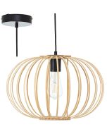 Brilliant Enca 92860/09 zwarte hanglamp met kap van bamboe strookjes