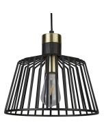 Searchlight Bird Cage 9411BK zwarte hanglamp met messing details