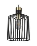 Searchlight Bird Cage 9413BK zwarte hanglamp met messing details