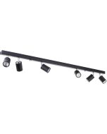 Brilliant Different 94416/06 zwarte plafondspot met zes zwart metalen spotjes met brandende GU10 lampen