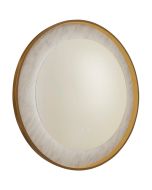 Searchlight Luxo ronde goudkleurige badkamerspiegel met een diameter van 80cm en LED en een marmereffect langs de rand