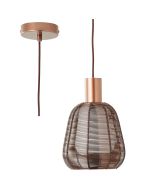 Brilliant Wallace 99864/23 mokka bruine hanglamp met wit glazen binnenkap een buitenkap van mokkabruin metaaldraad