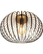 Freelight Aglio creme kleurige plafondlamp van 25cm in diameter met open kap van dunne reepjes metaal en st64 edison lamp