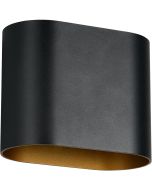 Trio Alani 266100180 zwart ovale updown wandlamp met goudkleurige binnenzijde van metaal