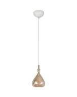 Trio Aldea amber glazen hanglamp met een diameter van 12cm met een wit glazen binnenschaal