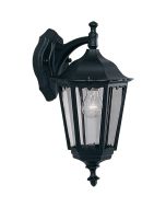 klassiek zwarte wandlamp van 44 cm hoog met hangende lantaarn met zes ruitjes
