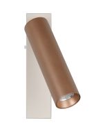 Trio Ambala 849210165 koffiebruine cilindervormige spot met zandkleurig bevestigingsbalkje met schakelaar om de lichtkleur in te stellen