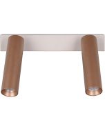 Trio Ambala 849210265 spot met twee koffiebruine cilindervormige dunne spotjes met zandkleurig bevestigingsbalkje met schakelaar om de lichtkleur in te stellen