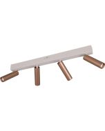 Trio Ambala 849210465 spot met vier koffiebruine cilindervormige dunne spotjes met zandkleurig bevestigingsbalkje met schakelaar om de lichtkleur in te stellen