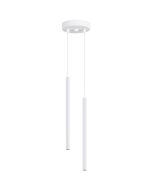 Sollux Arche witte hanglamp met een diameter van 15cm en twee geribbelde buizen van 49,5 cm hoog en 25 mm in diameter
