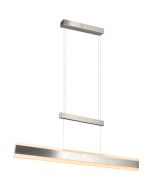 Trio Arcola 331210307 staalkleurige langwerpige uitschuifbare hanglamp van 97 tot 152cm met lichtbalk onder en boven en trekpendel