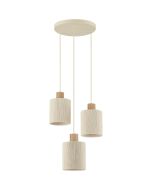 Hanglamp Arlo beige/hout 40cm