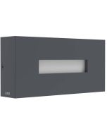 Lutec Arteo antraciet grijze rechthoekige wandlamp van 23 cm breed met lichtvenster naar voren, beneden en boven