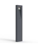 Lutec Arteo antraciet grijze rechthoekige wandlamp van 23 cm breed met lichtvenster naar voren, beneden en boven