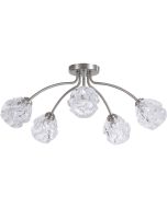 Searchlight Astral 11523-3GO goudkleurige plafondlamp met drie armen met elk een glazen kap met structuur