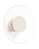 beige ronde wandlamp van 28 cm in diameter met brede plexiglas rand en geïntegreerde LED voor licht langs de muur 