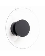 zwart ronde wandlamp van 28 cm in diameter met brede plexiglas rand en geïntegreerde LED voor licht langs de muur 