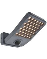 Lutec Atlantis antraciet grijze schijnwerper van 22,2 cm diep met honingraat structuur voor de LED unit en bewegingsmelder