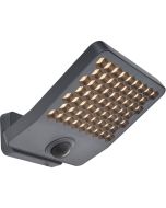 Lutec Atlantis antraciet grijze schijnwerper van 22,4 cm diep en 20,1 cm breed met honingraat structuur voor de LED unit met bewegingsmelder