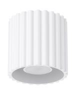 Sollux Aura wit geribbeld cilindervormige plafondlamp van 10 cm in diameter met een GU10 lampje erin