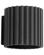 Sollux Aura zwart geribbeld cilindervormige wandlamp van 10 cm in hoogte met een G9 lampje erin