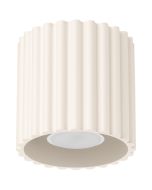 Sollux Aura beige geribbeld cilindervormige plafondlamp van 10 cm in diameter met een GU10 lampje erin